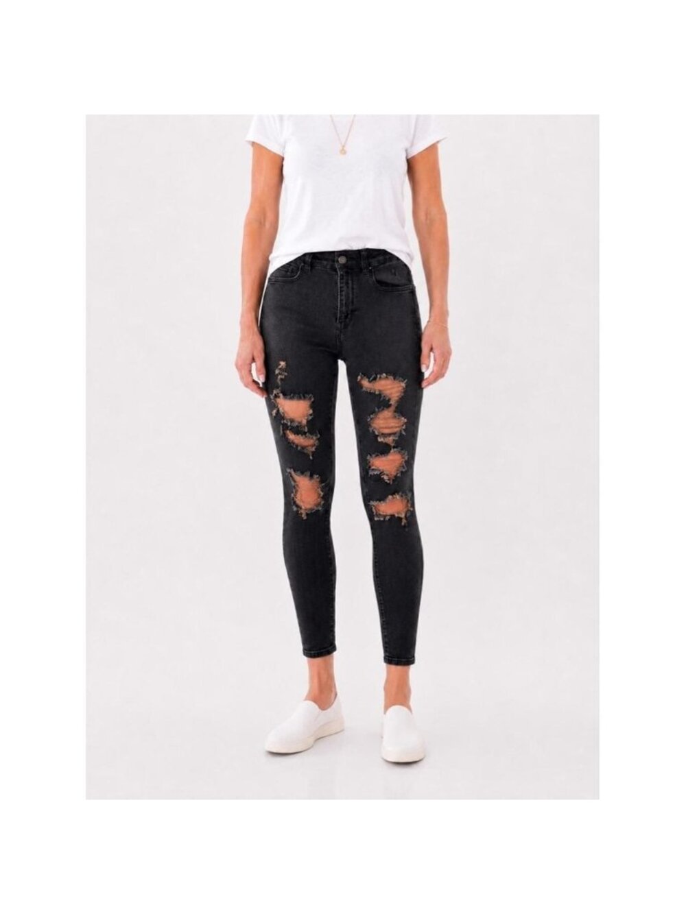 American Eagle AEO Black Destructed Curvy High Rise Jegging - Womens Size 10